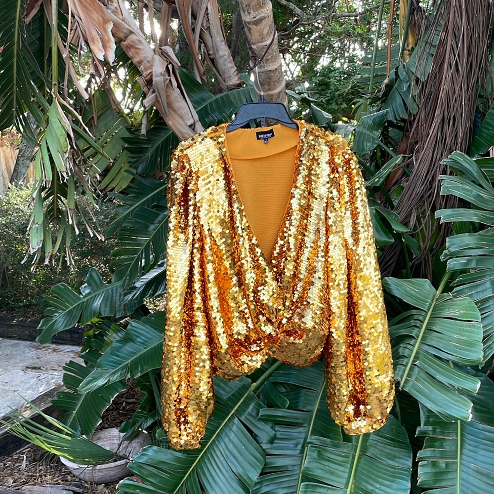 Fashion to figure puff sleeve sequin blouse from Patrick star